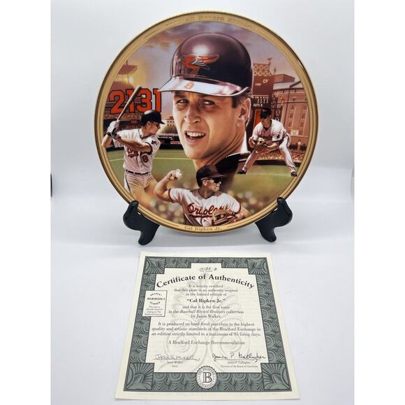 Cal Ripken Jr 1995 Record Breaker Bradford Exchange Gold Foil Plate w/ COA - Picture 1 of 10